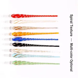 Handmade High Borosilicate Glass Dip Pen Vintage Spiral Ink Testing Signing Pen Gold Powder Inlaid Stationery Writing Gift