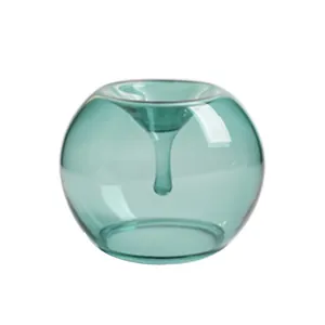 Elegant green glass incense stick holder with minimalist zen spherical design for home