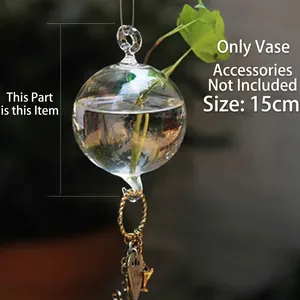 Hanging clear glass sphere vase for hydroponic plants and micro-landscape, 15cm diameter