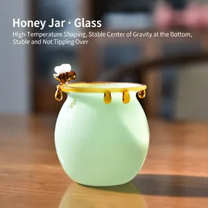 Copa de postre de vidrio con forma de tarro de miel y adorno de abeja encantadora