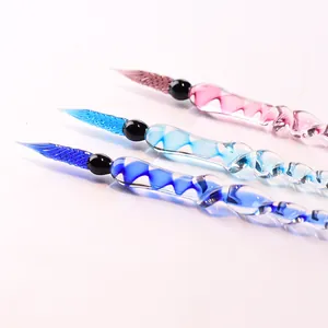 Elegant handmade glass dip pens with spiral design for calligraphy and art drawing