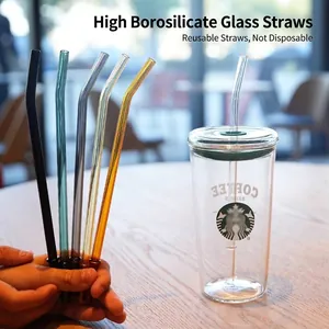 Umweltfreundliche farbige Borosilikatglas-Strohhalme für verschiedene Tassen und Becher