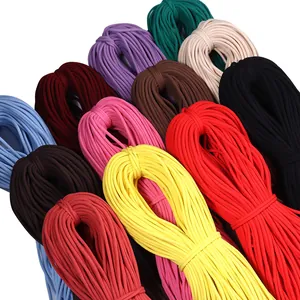 Colorful elastic cord for DIY crafts, hoodie drawstrings and hair ties detail shot.