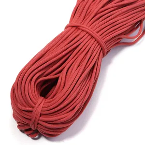 Detailed close-up of red elastic cord for DIY crafts, garments, and sewing projects.