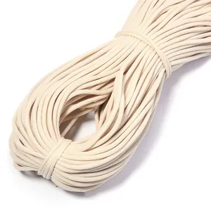 Beige elastic cord detail showing fine woven texture and flexibility for DIY crafts.