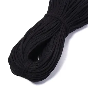 Black elastic cord for sewing, crafting, DIY headbands, waistbands, and hoodie drawstrings.