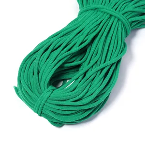 Close-up detail of bright green elastic cord, perfect for handmade DIY crafts and sewing projects.