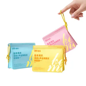 Portable reusable EVA raincoats in colorful storage pouches for outdoor travel and hiking