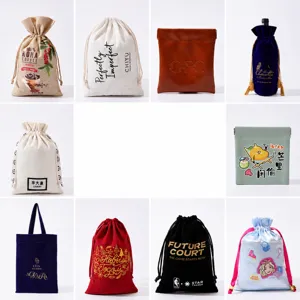 Custom drawstring jewelry gift pouches in various materials and printing styles