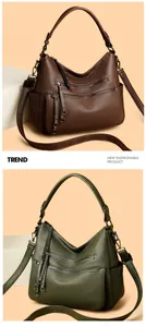 Fashionable large capacity women shoulder bag PU leather multi-pocket crossbody bag daily