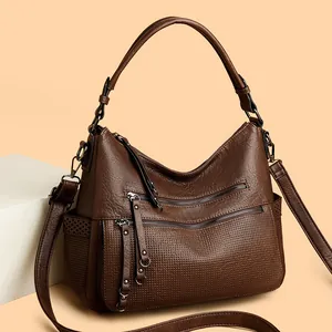 Stylish brown women shoulder bag large capacity casual crossbody handbag for daily use.