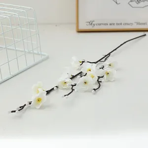 Artificial white plum blossom branch fake flower home living room decor photo prop