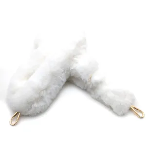 Correa de bolso de peluche blanca correa de hombro esponjosa de repuesto con mosquetones