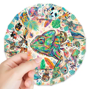 Colorful 36-piece animal illustration cards set, vibrant painted forest wildlife decor postcards