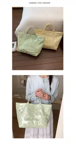 Grand sac fourre-tout en PVC imperméable découpé au laser pour femmes, vert pastel