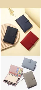 Mini cuaderno A7 de cuero con anillas en varios colores y diseño interior detallado