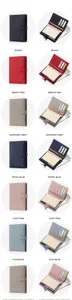 Vista detallada multicolor del mini organizador de cuaderno A7 de cuero con ranuras para tarjetas