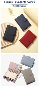 Gedetailleerd overzicht van mini A7 lederen planners in diverse kleuren met vakjes