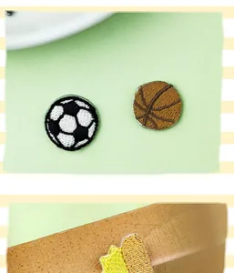 DIY sports embroidery patch set featuring football and basketball designs for clothing decoration and repair.