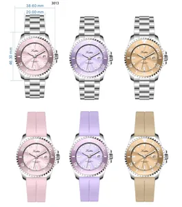 Scottie 3013 sporty women's watch with calendar and steel or silicone strap versions