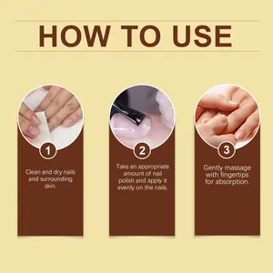 How to use guide for jojoba nail care oil showing three application steps.