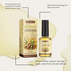 Detailed view of Eelhoe Jojoba Oil showing nail care benefits and packaging texture