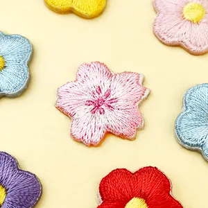 Colorful embroidered flower patches iron on DIY clothing apparel accessories repair