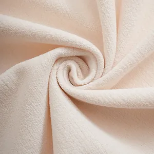 Cremestijl chenille korte gordijn stof hoofdafbeelding met zachte getextureerde spiraal.