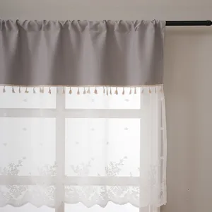 American short curtain spliced floral lace sheer half curtain for bedroom kitchen window home decor