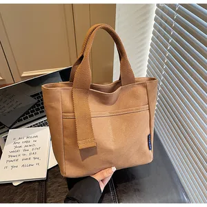 Borsa shopper casual in tela da donna, elegante borsetta quotidiana con manici resistenti.