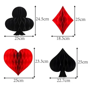 Poker suit honeycomb paper balls party decorations, casino theme birthday party decor.
