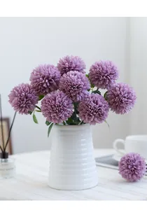 Artificial ping pong chrysanthemum fake flowers purple bouquet home wedding decor props