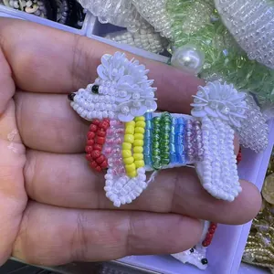 Handgemachter Perlen Hund Aufnäher Regenbogen Farbe Pailletten DIY Zubehör für Kleidung