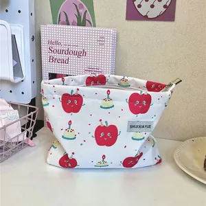 Retro Literary Elegant Portable Toiletry Bag Cotton Botanical Floral Embroidery Cosmetic Organizer Handbag