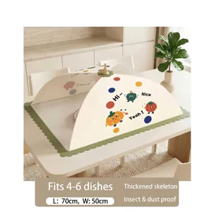 Foldable rectangular food cover net 70x50cm with cute cartoon fruit pattern for kitchen