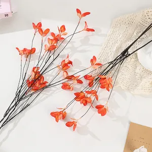 Künstliche Herbst rote Blätter Zweige Falsche Pflanze Indoor Heimdekor Blumenarrangement