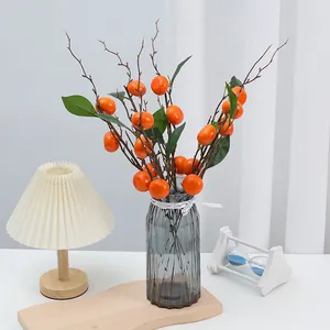 Branches de fruits orange artificiels en vase en verre décoration de table maison