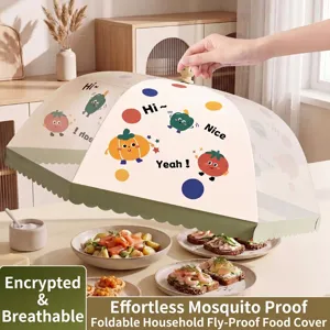 Foldable Mesh Food Cover Large Square Umbrella Style Anti-Fly Mosquito Dust-proof Protector Dining Table Protective Cover