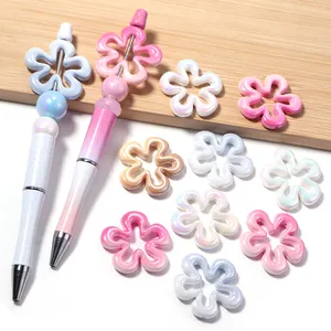 Perle a Forma di Fiore a Cinque Petali Cavi in Sfumato Acrilico Accessori per Gioielli Fai da Te Materiali per Catena di Telefono