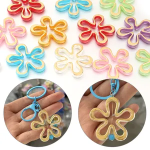 Portachiavi con fiore a cinque petali vuoto in acrilico colorato accessori per gioielli