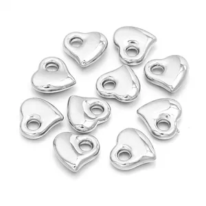 Perles en coeur argentees CCB grand trou pour fabrication de bijoux bracelets colliers DIY.