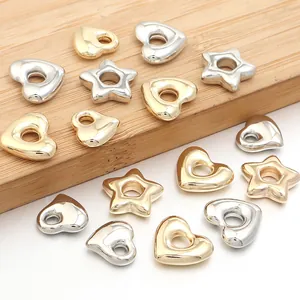 Perles grand trou cœur étoile plaqué or argent CCB accessoires pour fabrication bijoux DIY
