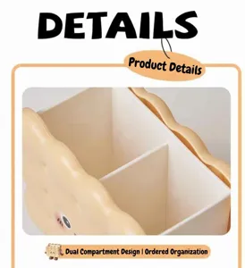 Close-up showing the two-compartment storage of a cute biscuit-shaped pen holder