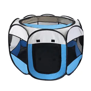 Foldable pet playpen dog tent portable breathable mesh octagonal exercise pen for cats puppies