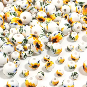 Perline di ceramica DIY girasole floreale perline sfuse per braccialetto creazione di gioielli