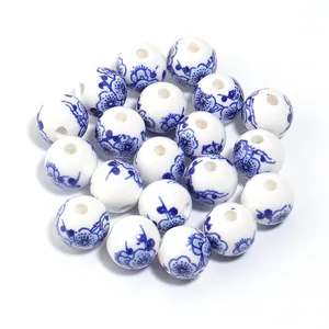 Perline di ceramica blu e bianca stile cinese accessori per gioielli fatti a mano