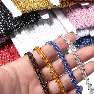 Two-color metallic S-shaped wave lace webbing for garments curtains sewing DIY accessories