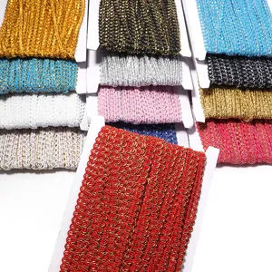 Two color gold silver metallic S shape wavy lace ribbon trim for DIY sewing garment accessories.