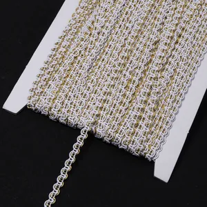 Two-color metallic rickrack wave lace trim ribbon for sewing, crafts, and apparel decor.