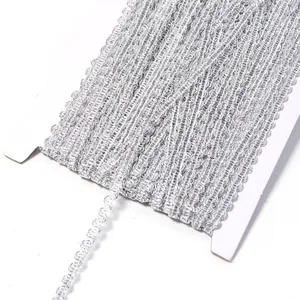 Silver metallic wave ric rac trim ribbon, perfect for sewing, garment and craft DIY projects.
